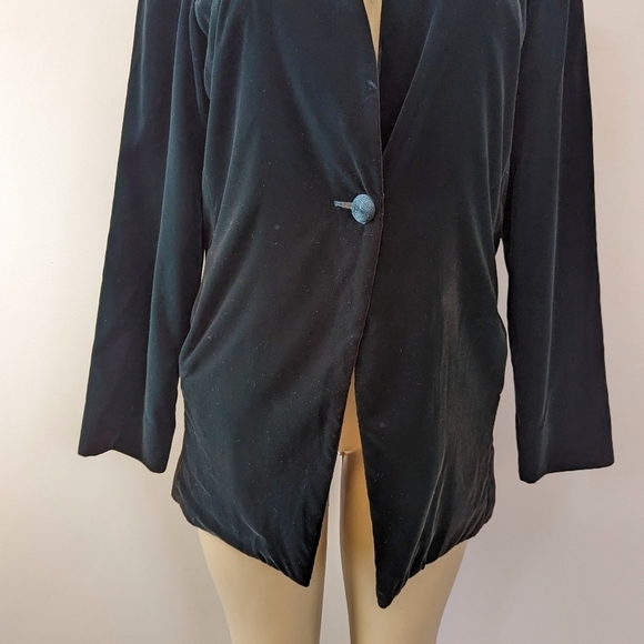 Vintage Green Velvet Single Button V-neck Blazer - Picture 7 of 12